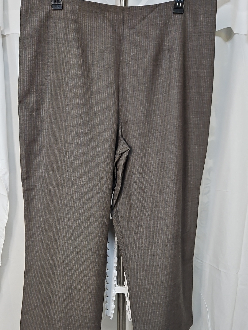 Custom Tailored Straight-Leg Brown Pinstripe Women's Trousers